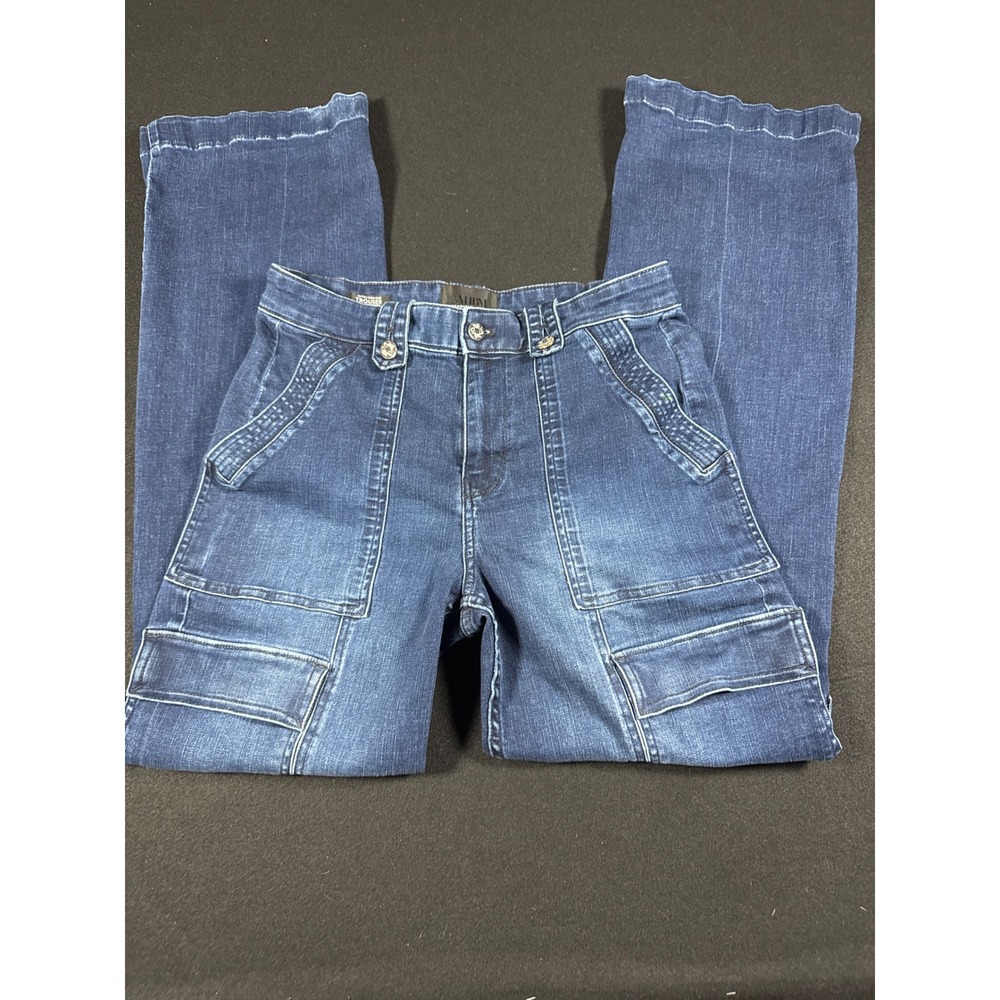 White House Black Market Extra High Rise Trouser Jeans Cargo Dark Wash Blue